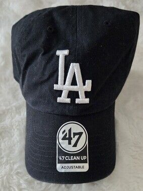 47 Los Angeles Dodgers Black Hat with White LA Logo